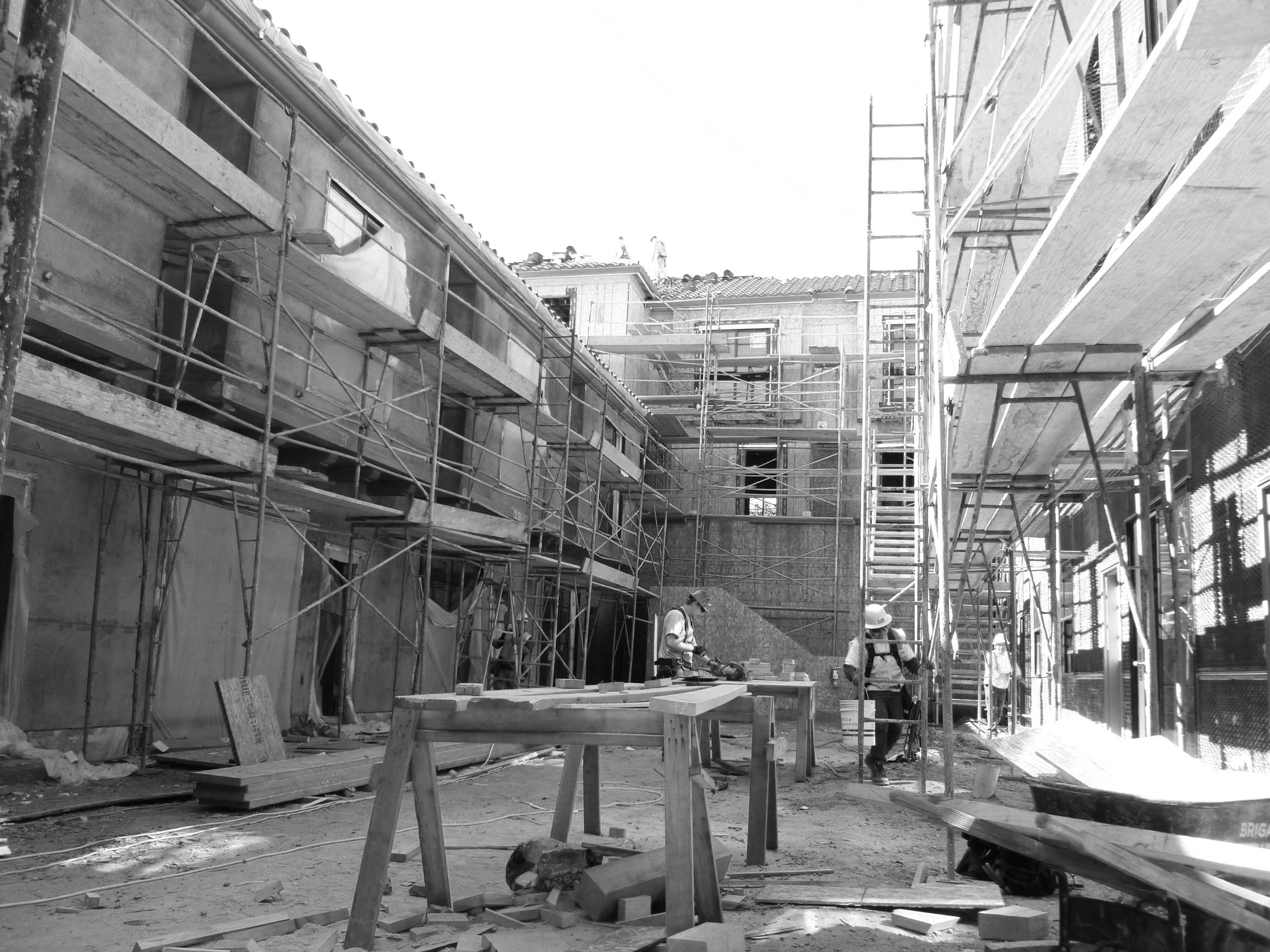 Construction site with scaffolding on a Tricap project